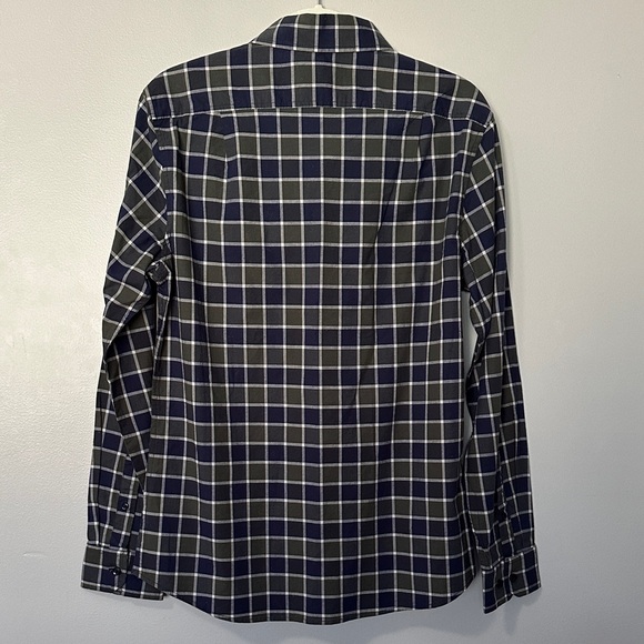 Goodfellow NWT Navy and Green Checkered Men’s Button Down Casual Shirt Slim Fit - Picture 6 of 9